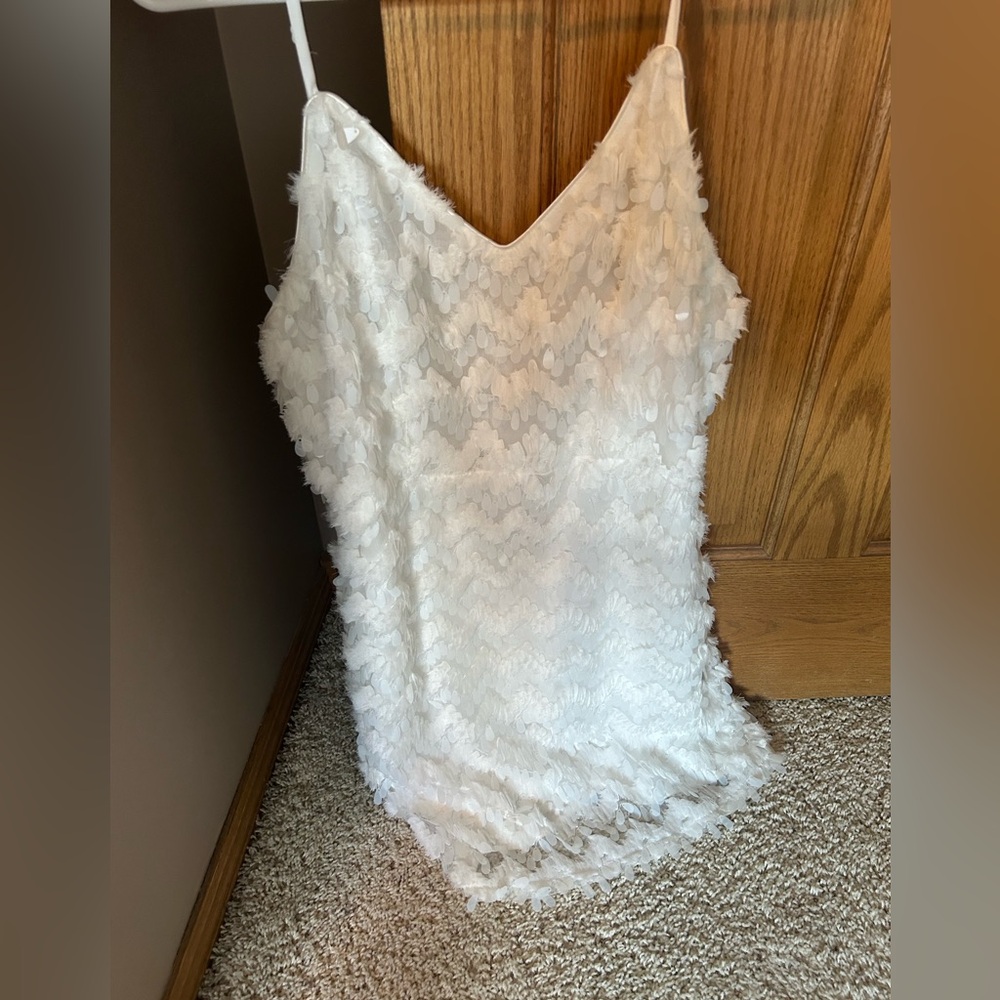 S Sequin mini white dress